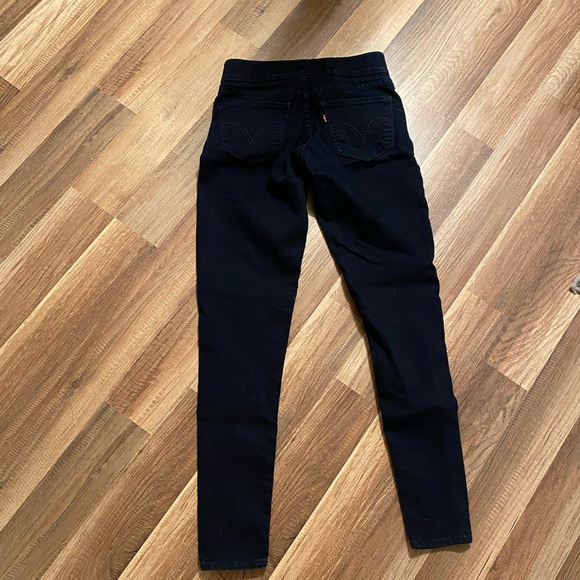 Levi’s Skinny Stretch Waist No Zip Cotton Black Blue Jeans Women Size 25 - Picture 10 of 15